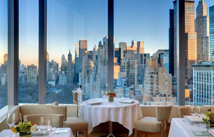 Dining room overlooking Central Park at Mandarin Oriental New York